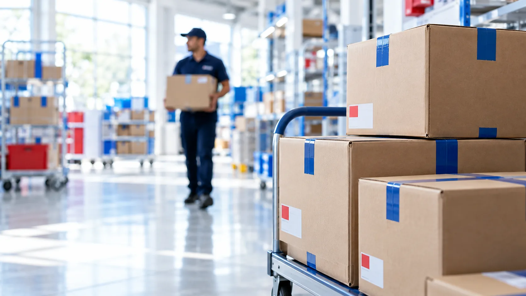 Caixas de pedidos separadas para entrega